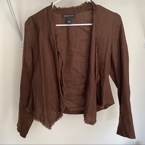 INC Brown Frayed Edge Top
